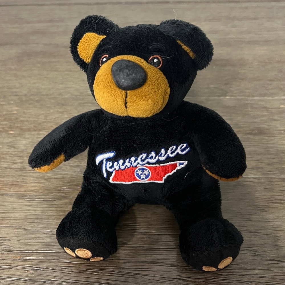 Tennessee Souvenir Plush Bear Black Beige Embroidered State Flag Souvies Toy - Picture 2 of 6